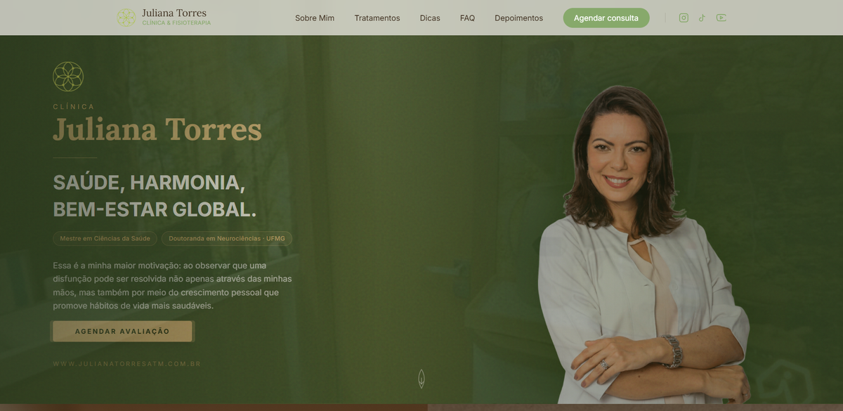 Site Dra. Juliana Torres - Fisioterapeuta especialista em ATM, bruxismo e dor orofacial em Belo Horizonte