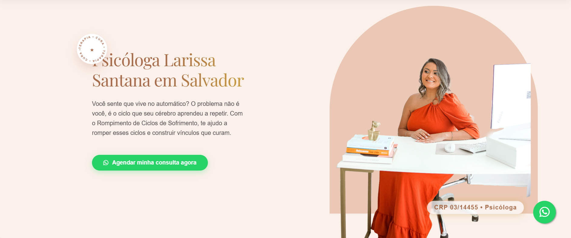 Site Larissa Santana Psicóloga - Design moderno e profissional