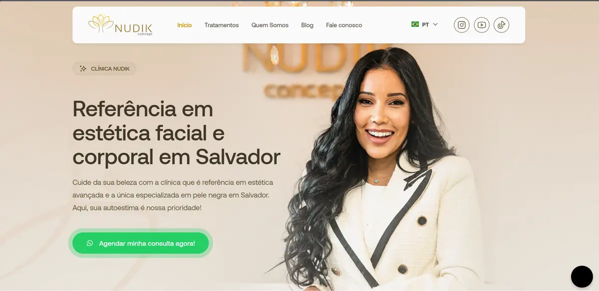 Site Clínica Nudik - Estética em Salvador